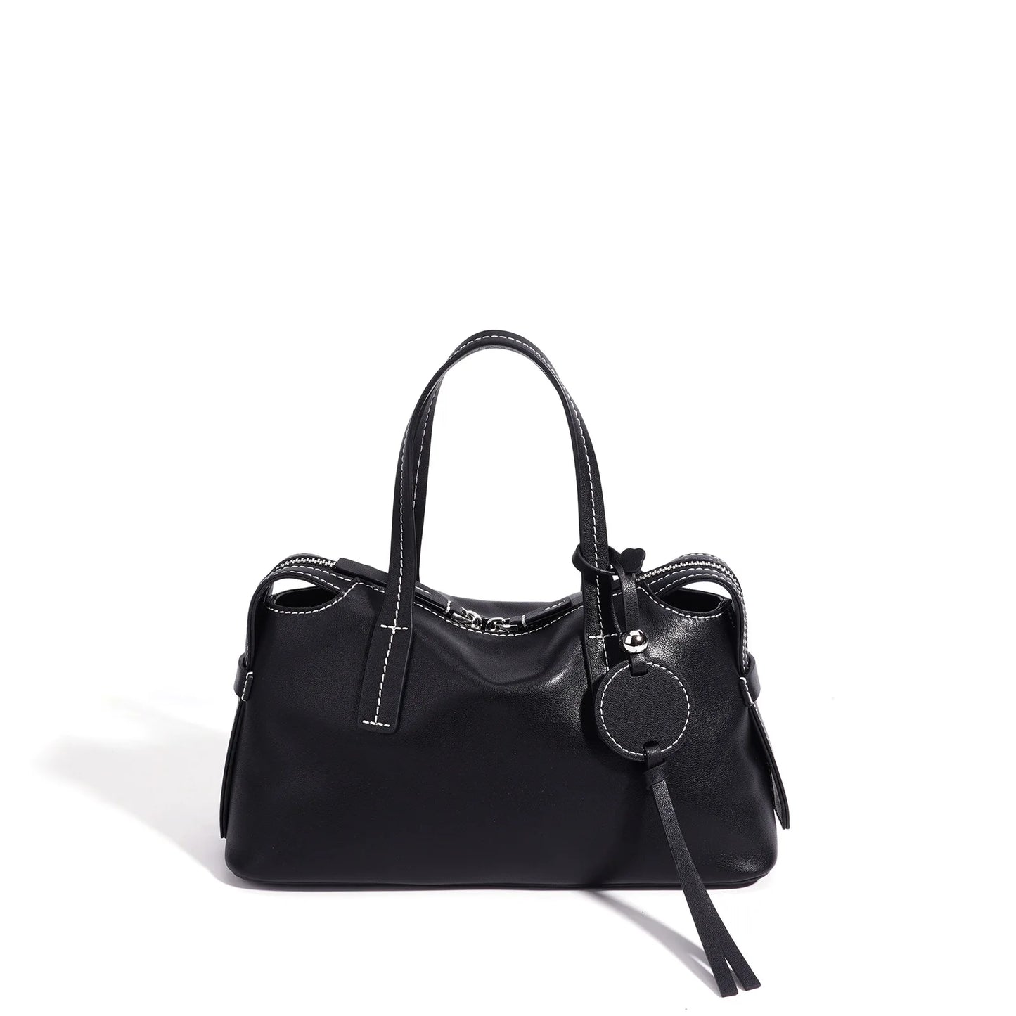 Brown Leather Boston Shoulder Bag