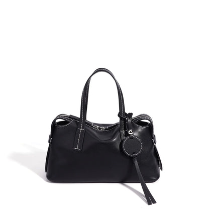 Brown Leather Boston Shoulder Bag