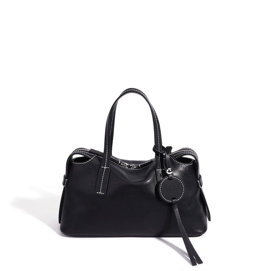 Brown Leather Boston Shoulder Bag