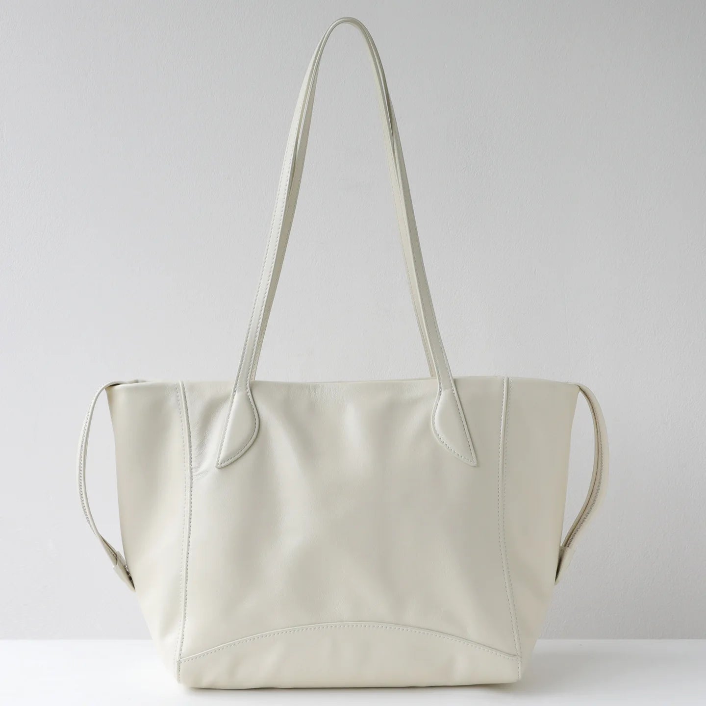 Brown Leather East West Tote