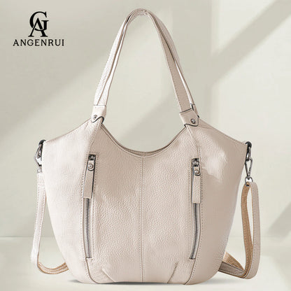 Black Leather Multi Pocket Tote