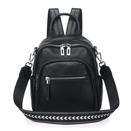 Blue Leather Convertible Backpack Bag