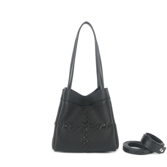 Pink Studded Leather Tote Bag