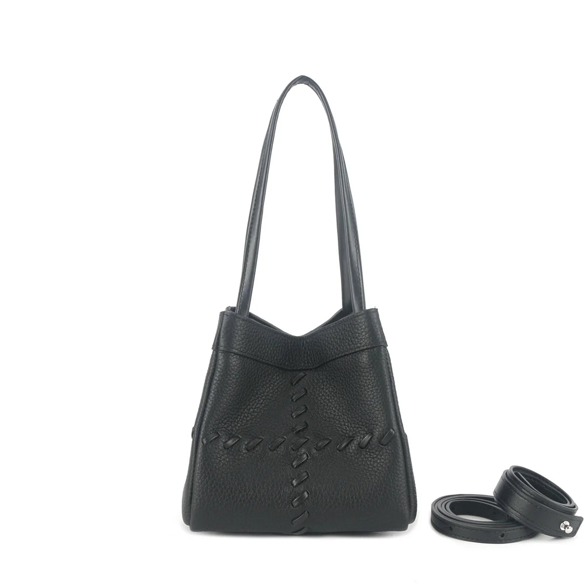 Pink Studded Leather Tote Bag