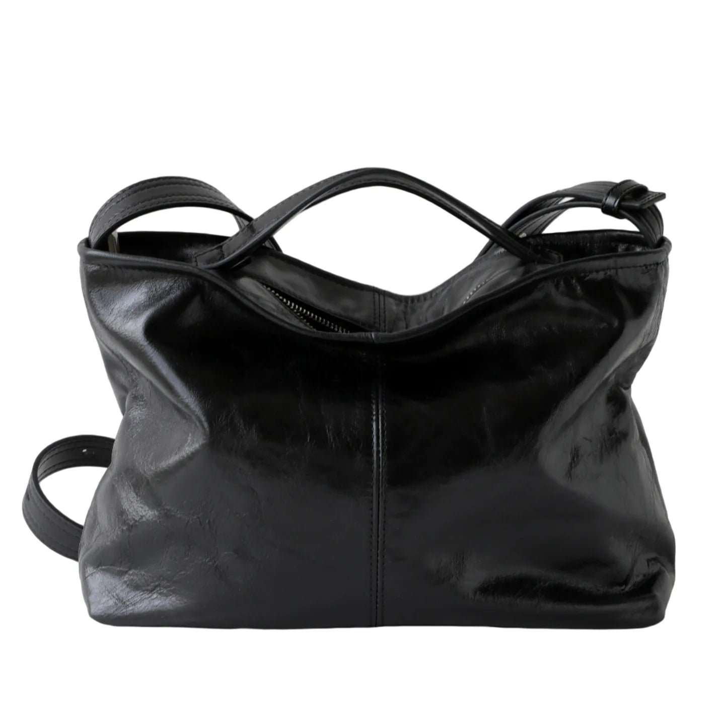 Black Leather Oversized Weekender Bag