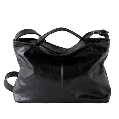Black Leather Oversized Weekender Bag