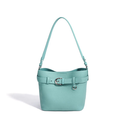 Lavender Buckle Bucket Shoulder Bag