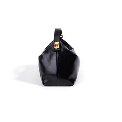 Black Leather Pillow Shoulder Bag