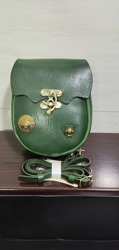 Tan Embellished Saddle Crossbody Bag