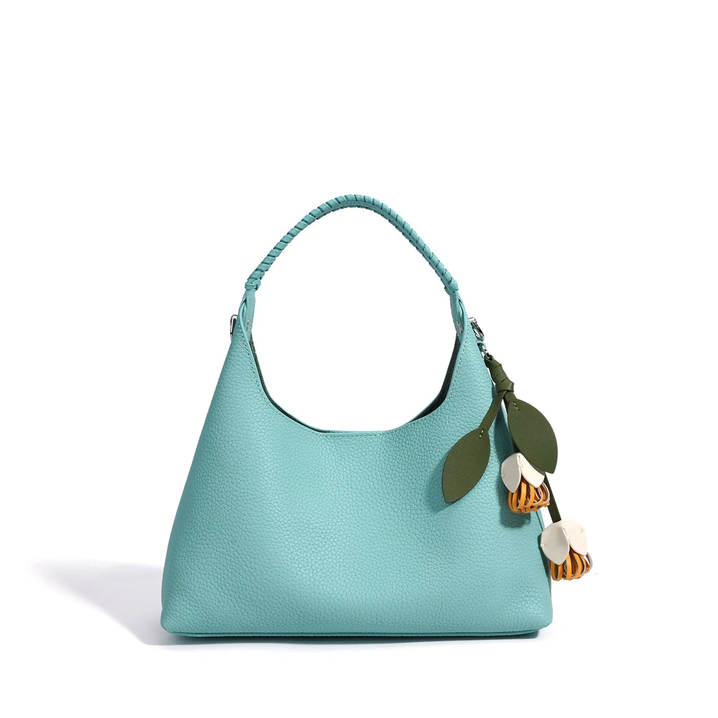 Pink Leather Charm Hobo Bag