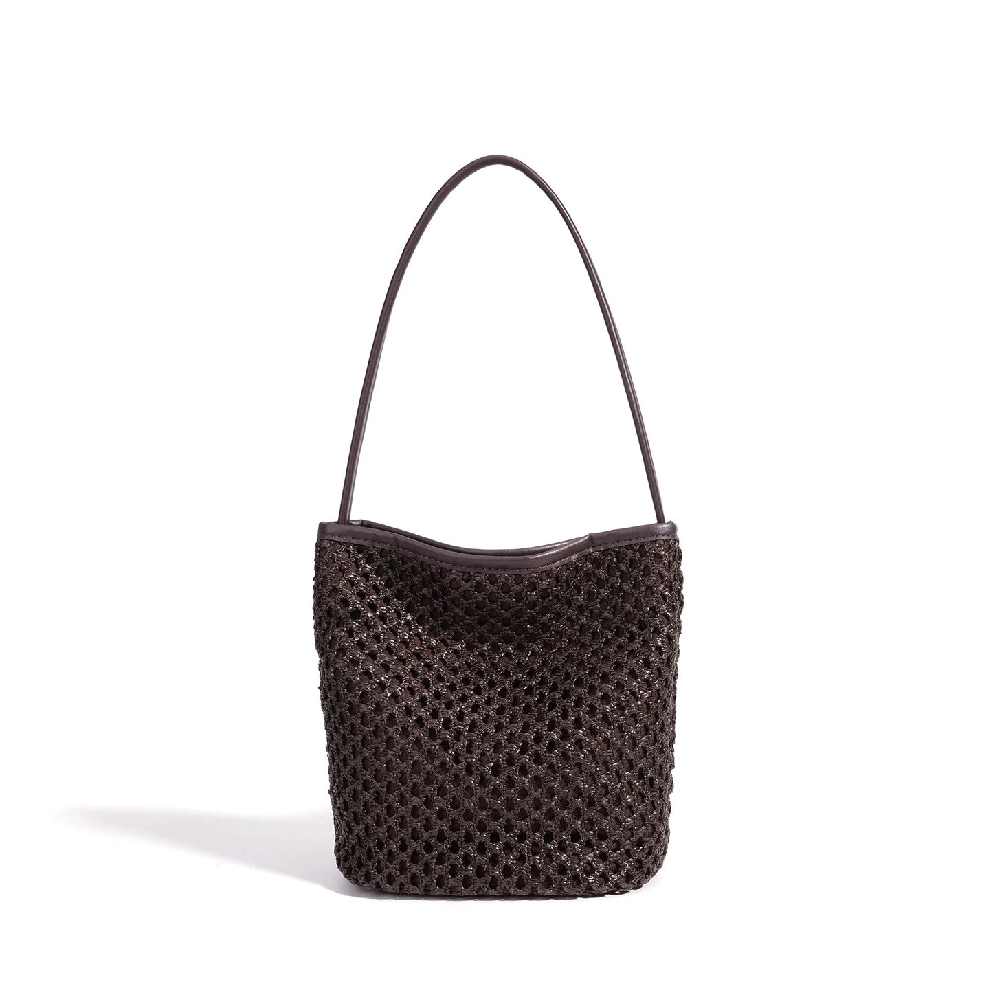 Woven Straw Bucket Shoulder Bag