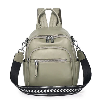 Blue Leather Convertible Backpack Bag