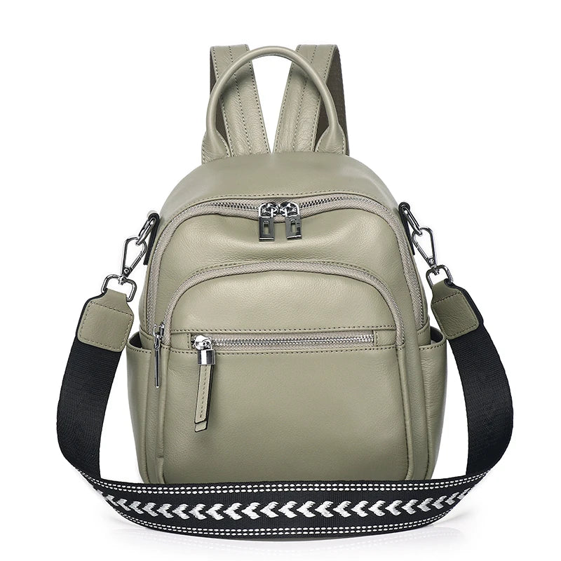 Blue Leather Convertible Backpack Bag