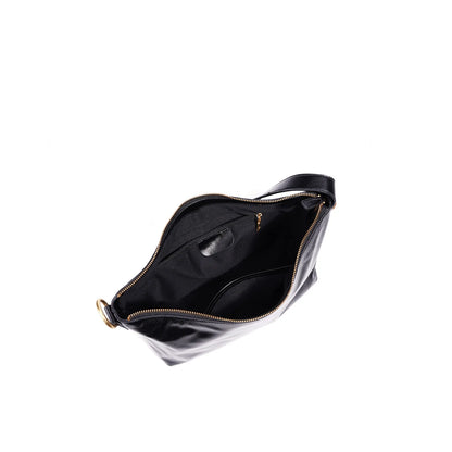 Black Leather Pillow Shoulder Bag