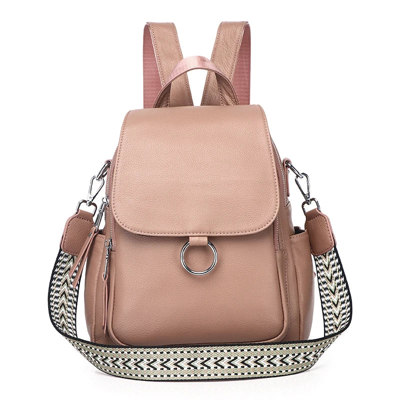 White Leather Convertible Backpack Bag
