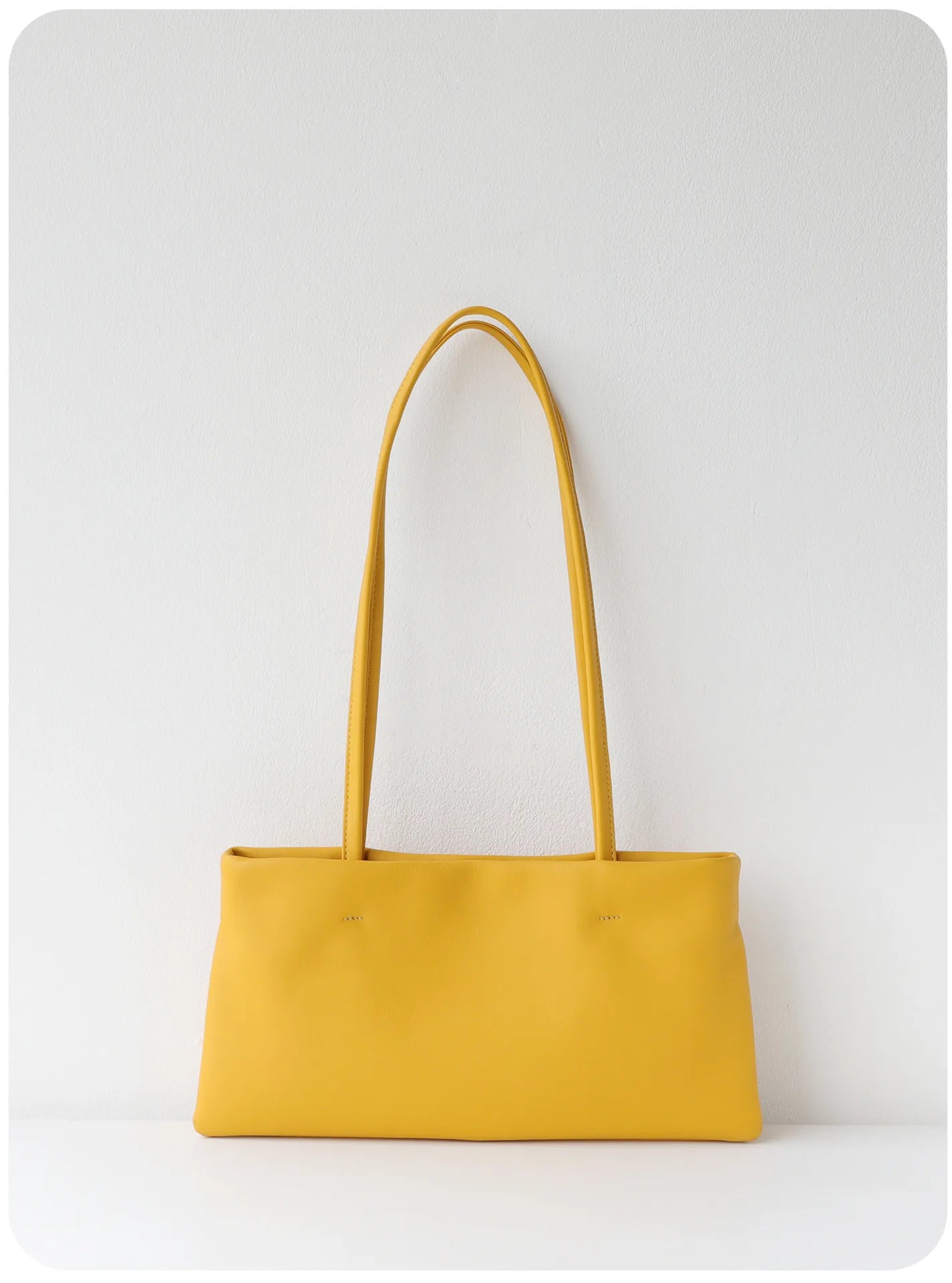 Red Leather Slim Shoulder Tote