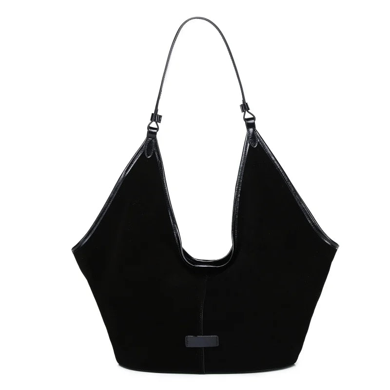 Burgundy Suede Wide Hobo Tote