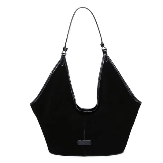 Burgundy Suede Wide Hobo Tote