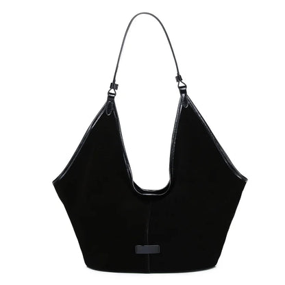 Burgundy Suede Wide Hobo Tote