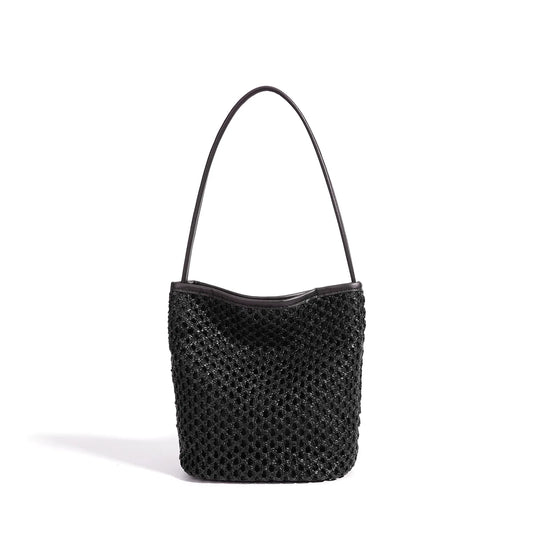 Woven Straw Bucket Shoulder Bag