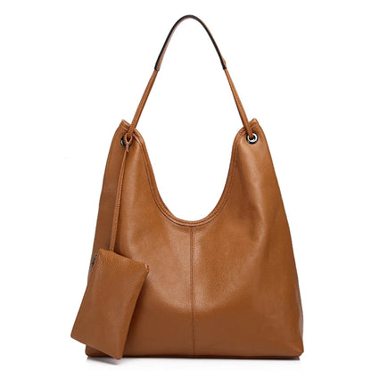 Navy Leather Shopper Tote Bag