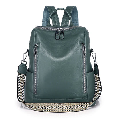 Teal Leather Convertible Backpack Bag