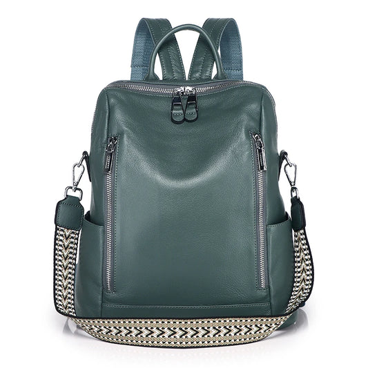 Teal Leather Convertible Backpack Bag