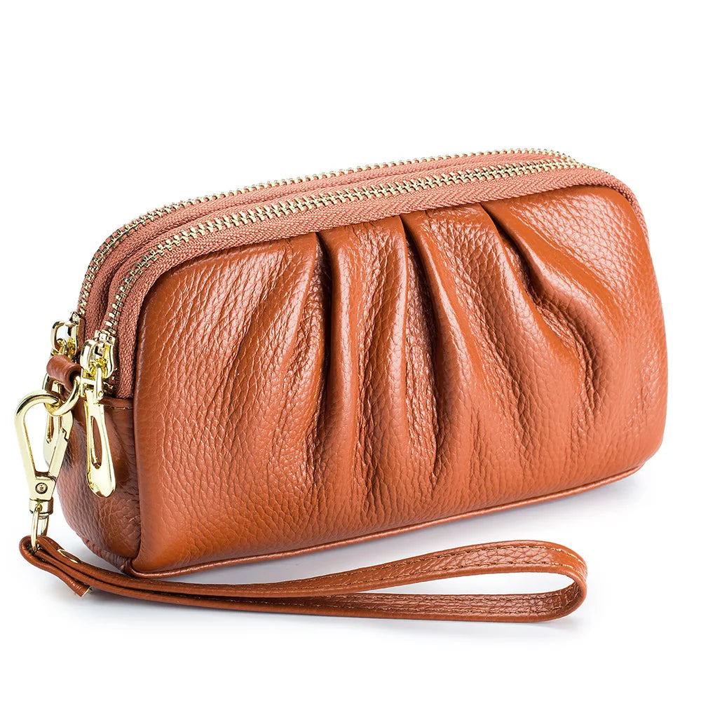 Black Ruched Zip Wristlet Wallet