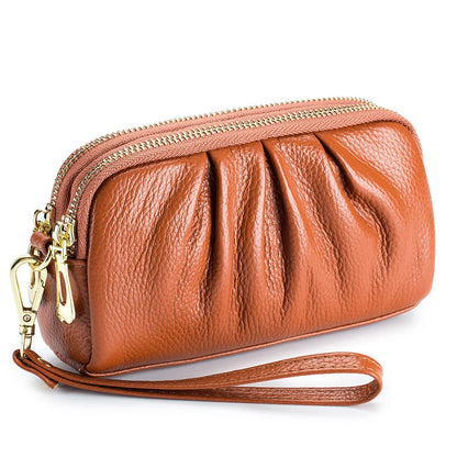 Black Ruched Zip Wristlet Wallet