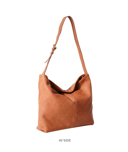 Tan Leather Slouch Shoulder Bag
