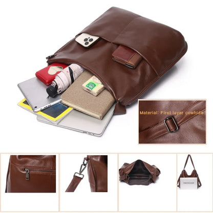 Brown Leather Slouch Bucket Bag