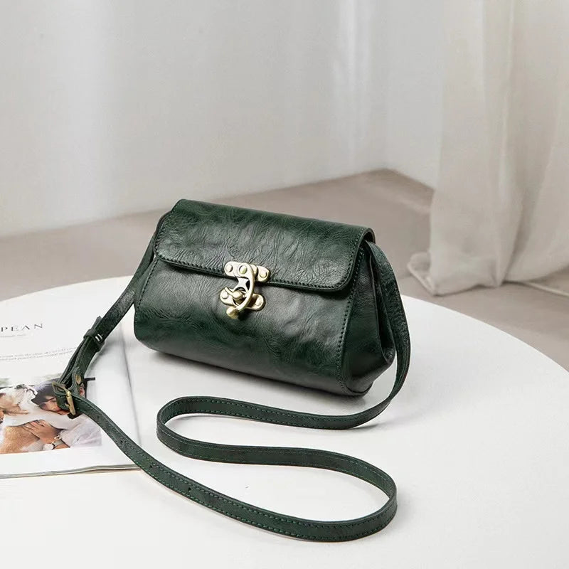 Green Leather Flap Crossbody Bag