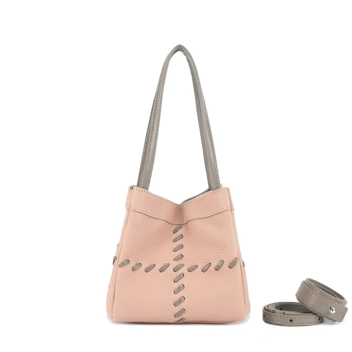 Pink Studded Leather Tote Bag