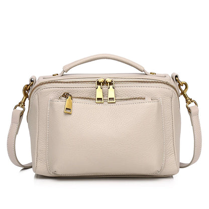 Taupe Leather Camera Crossbody Bag