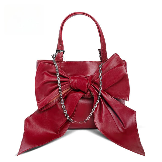 Red Bow Chain Shoulder Bag