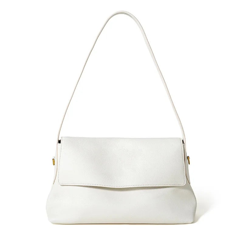 White Leather Envelope Shoulder Bag