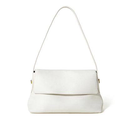 White Leather Envelope Shoulder Bag