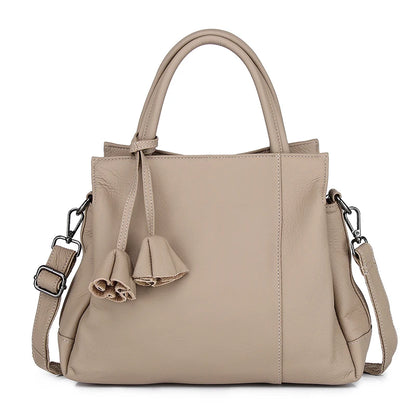 Gray Leather Commuter Satchel Bag