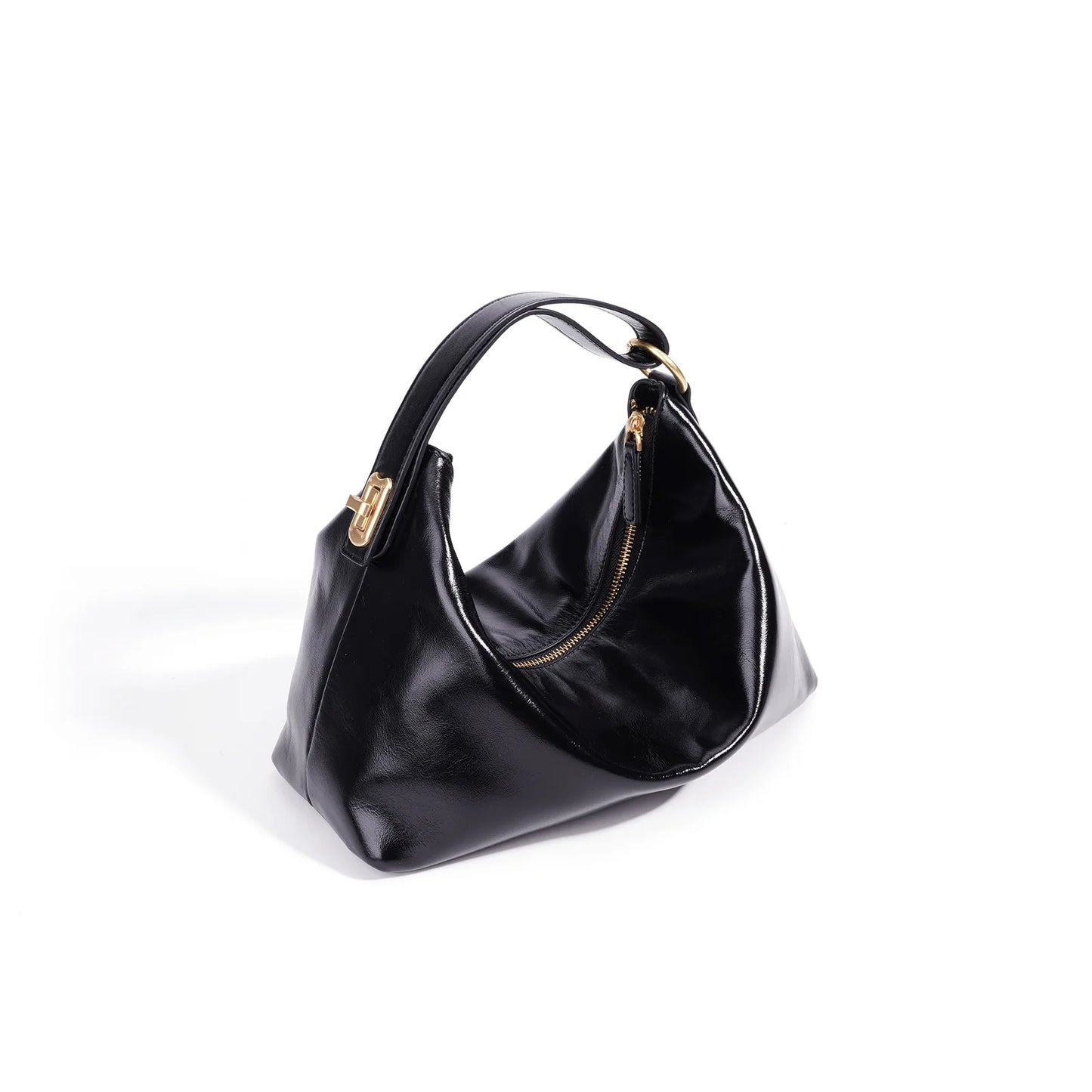 Black Leather Pillow Shoulder Bag