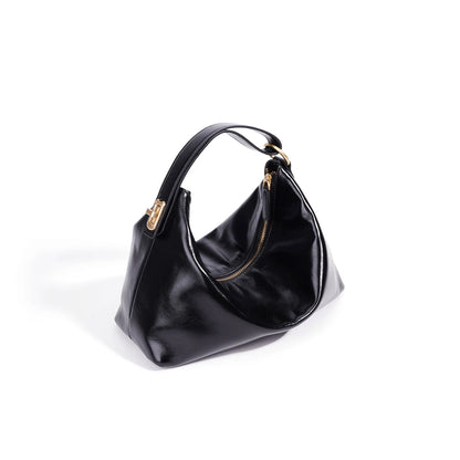Black Leather Pillow Shoulder Bag