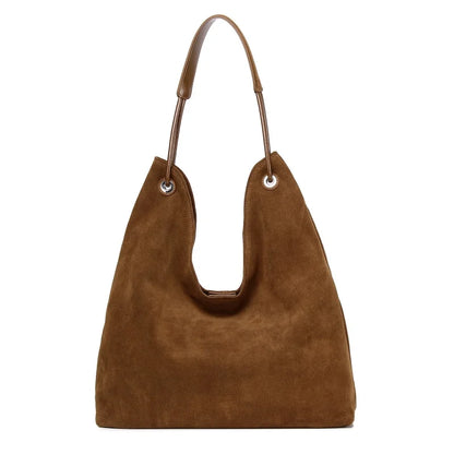 Burgundy Suede Grommet Shoulder Tote