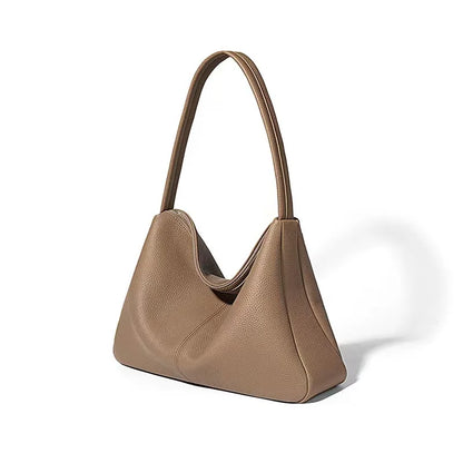 Taupe Leather Dumpling Shoulder Bag
