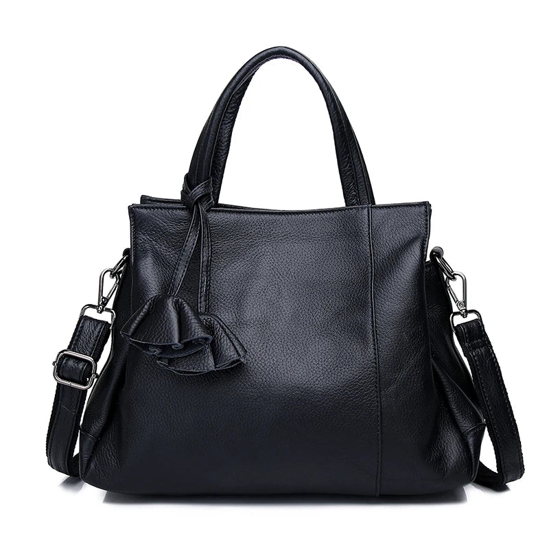 Gray Leather Commuter Satchel Bag