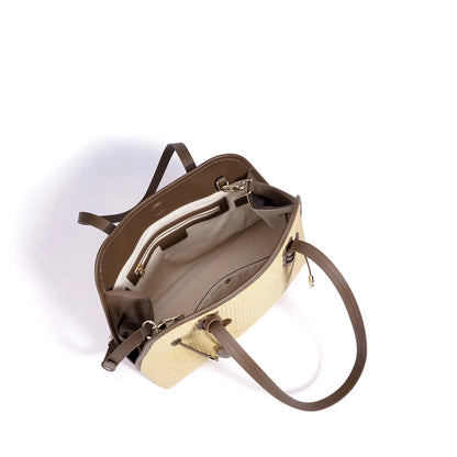 Straw Dome Shoulder Tote Bag