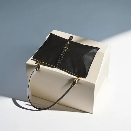 Brown Beaded Foldover Clutch Bag