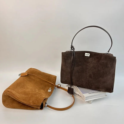 Leopard Suede Buckle Shoulder Bag