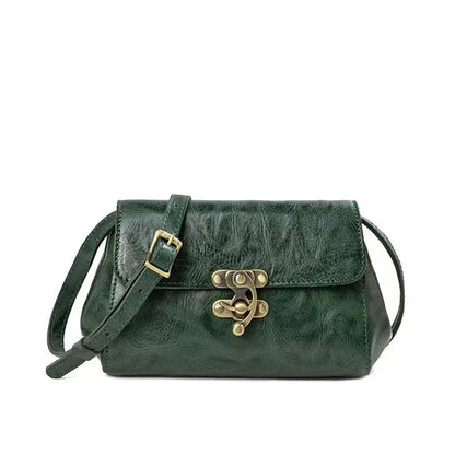 Green Leather Flap Crossbody Bag