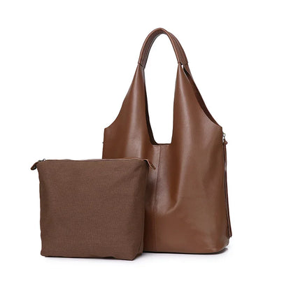 Leather Slouch Shopper Shoulder Tote
