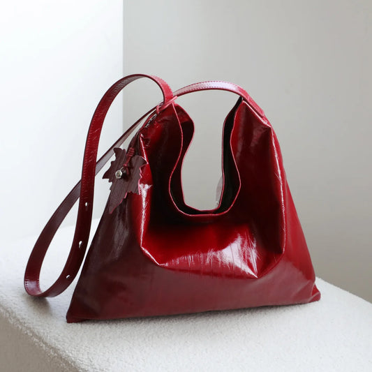 Black Glossy Slouch Hobo Bag