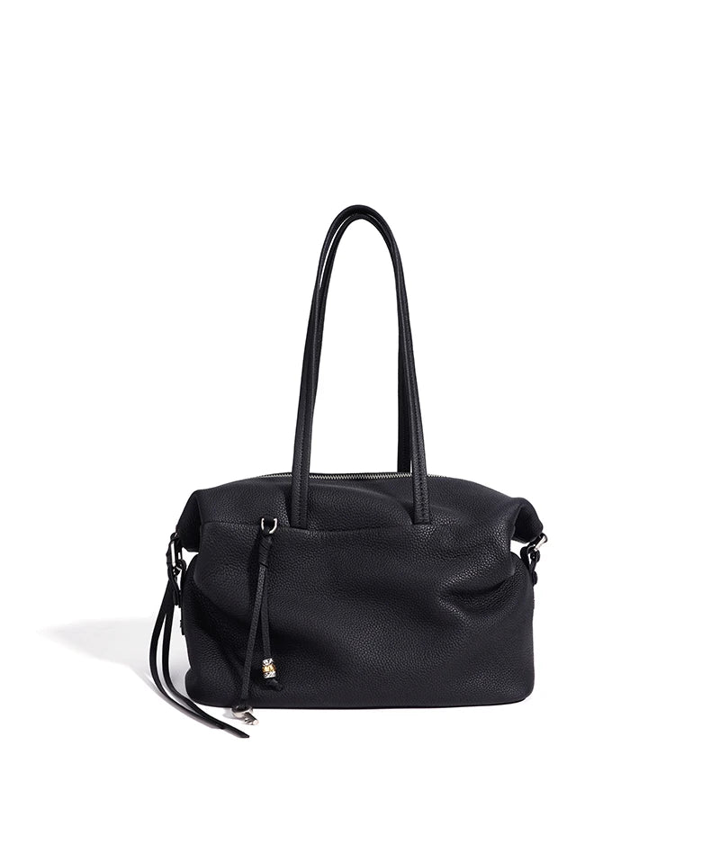 Yellow Leather Zip Shoulder Bag